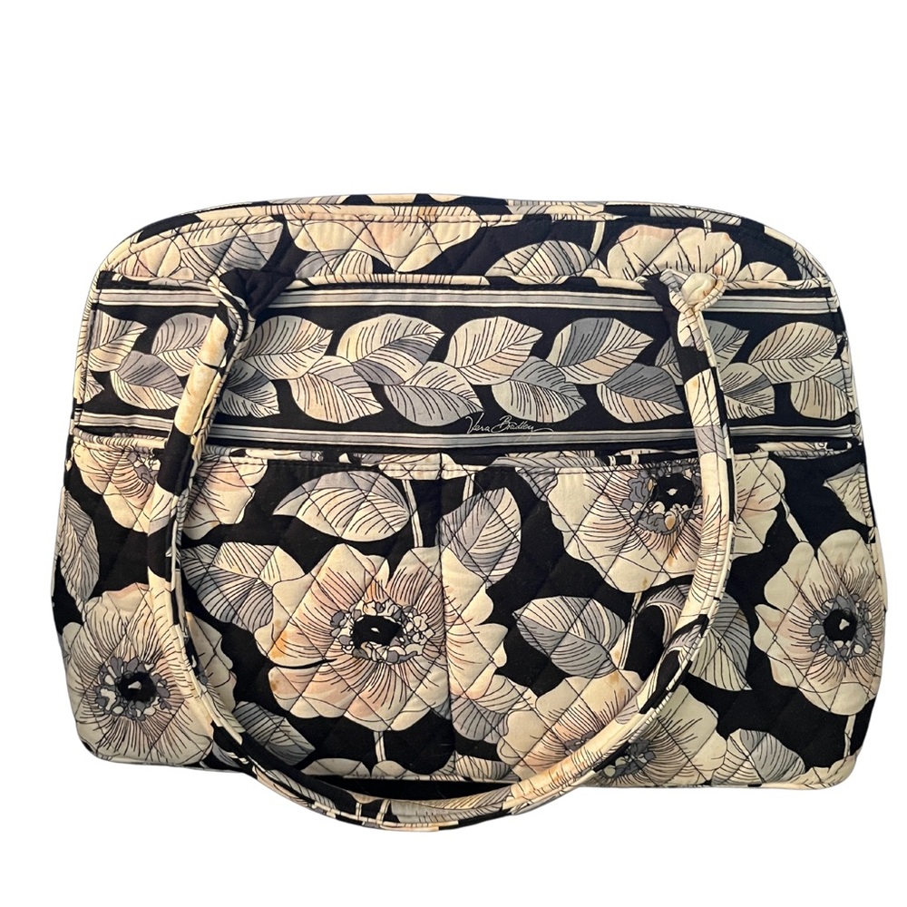 NWOT Vera Bradley Camellia Black and Cream Satchel Bag